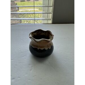 Studio Pottery Mini Planter Brown Drip Glaze Ceramic Succulent Pot Art Vase 2"